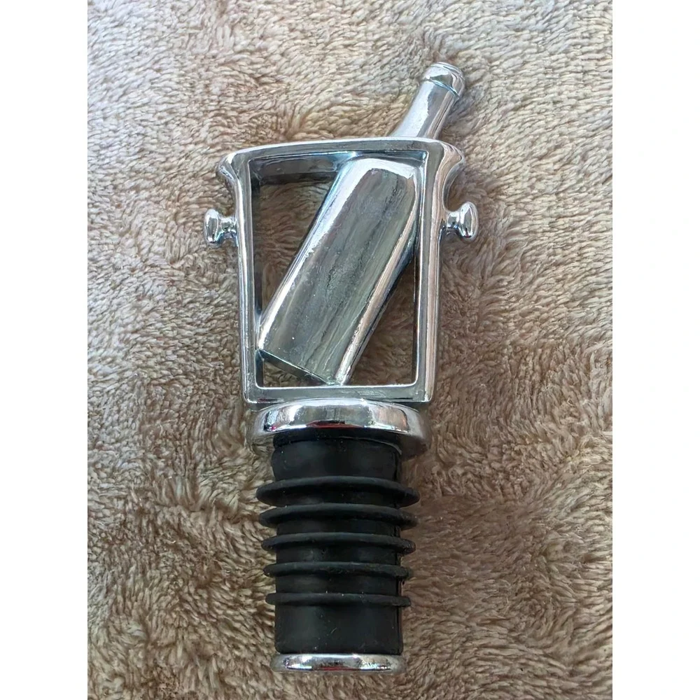 Chrome Champagne Bucket Wine Bottle Stopper Silver Metal Barware Accessory